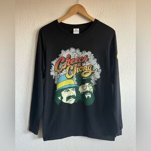 3/$12 Cheech & Chong Graphic Long Sleeve Stoner Novelty Tee Shirt Black Small